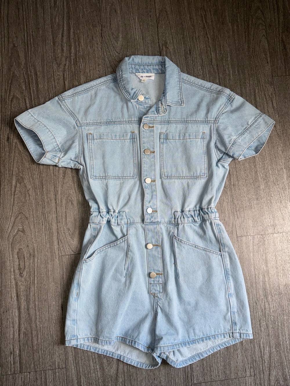 Day + Moon Light Wash Denim Short Jumpsuit